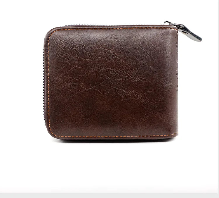 New Men Zipper Wallets Short Card Holder Vintage Male Wallet High Quality PU Leather Classic Coin Pocket Wallet For Boys