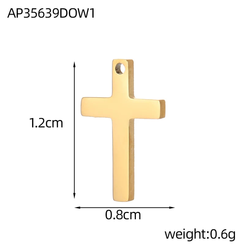 Jesus Cross Pendant Charm Set Colorful Stainless Steel Cubic Zirconia for DIY Jewelry for Men and Women