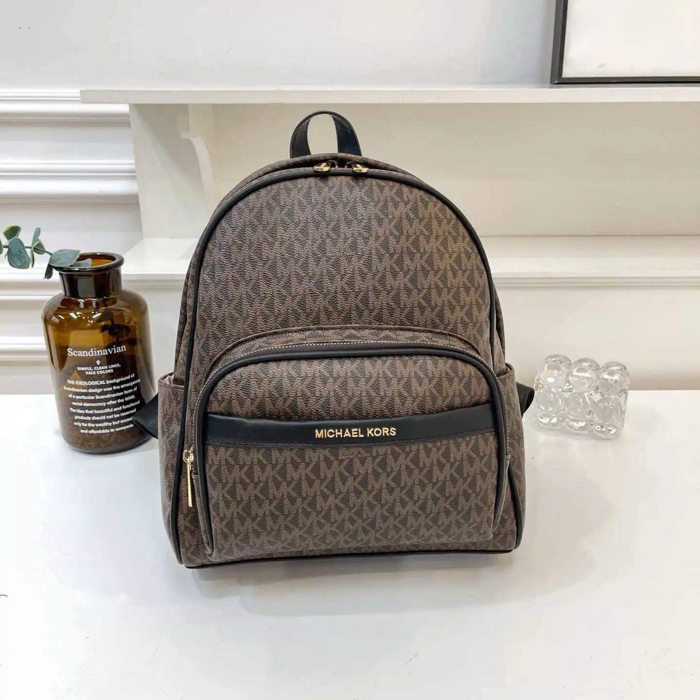 MK/Michael Kors 2026 New Light Luxury Niche Fashion Versatile Large Capacity Commuter Backpack with Print