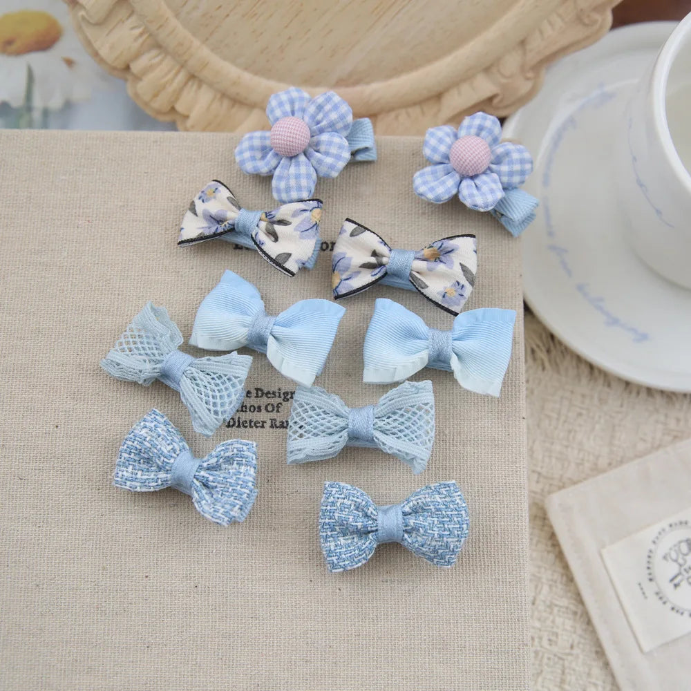 10pcs/Set Baby Hair Accessories for Girls Full Coverage Fabric Lovely Hair Clips Children's Headwear Bow Hair Accessories
