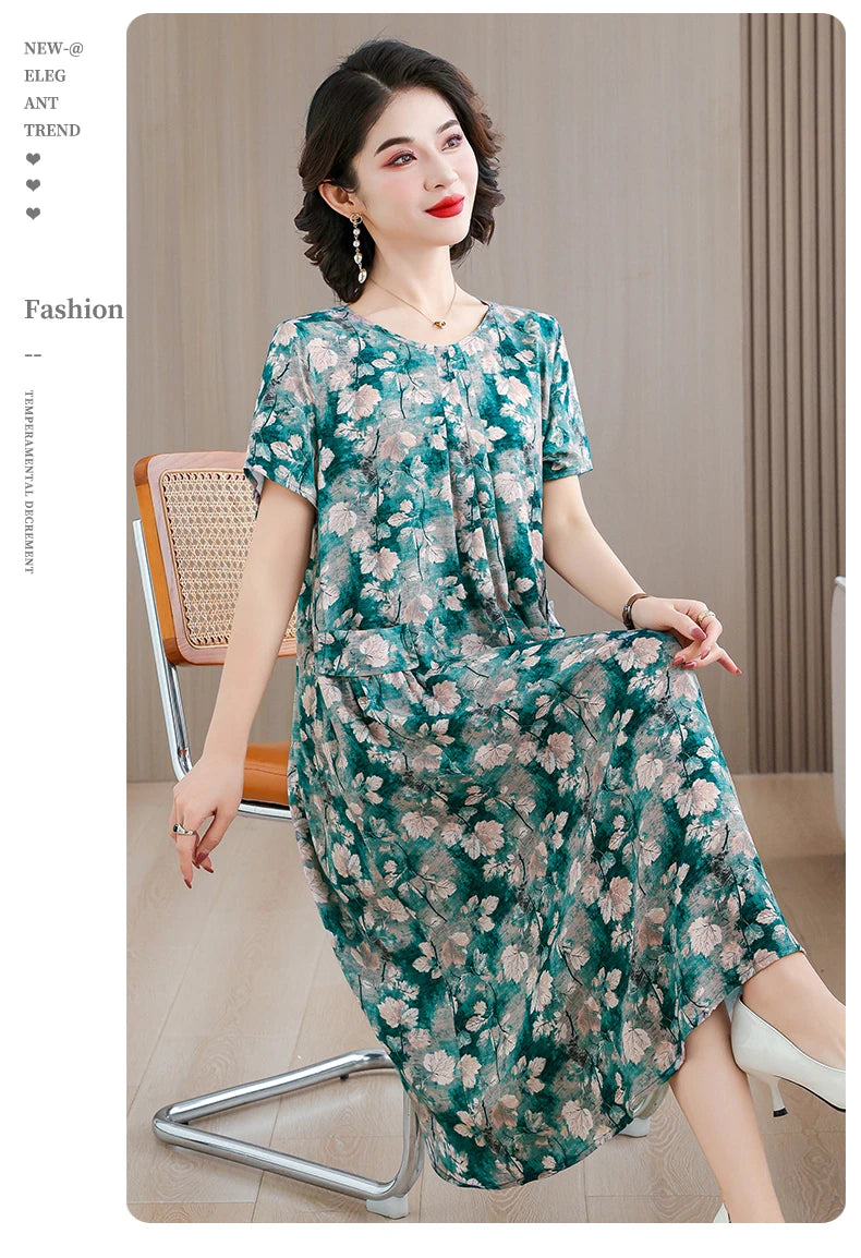2026 New women summer print casual o-neck casual short Vestidos Vintage dresses summer thin dress