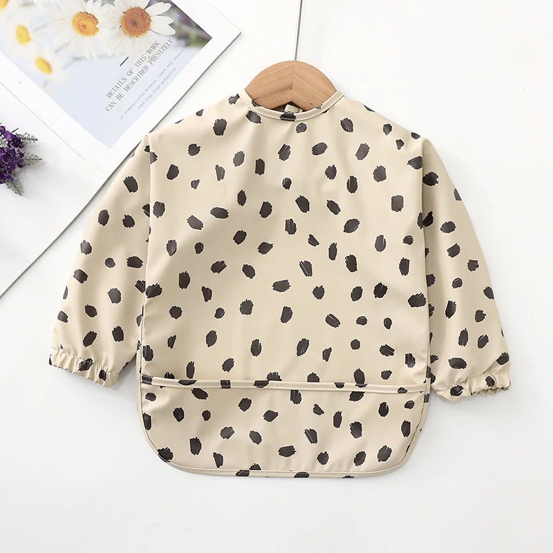 Waterproof Long Sleeve Baby Bib with Pocket – Toddler Feeding Apron for Boys & Girls