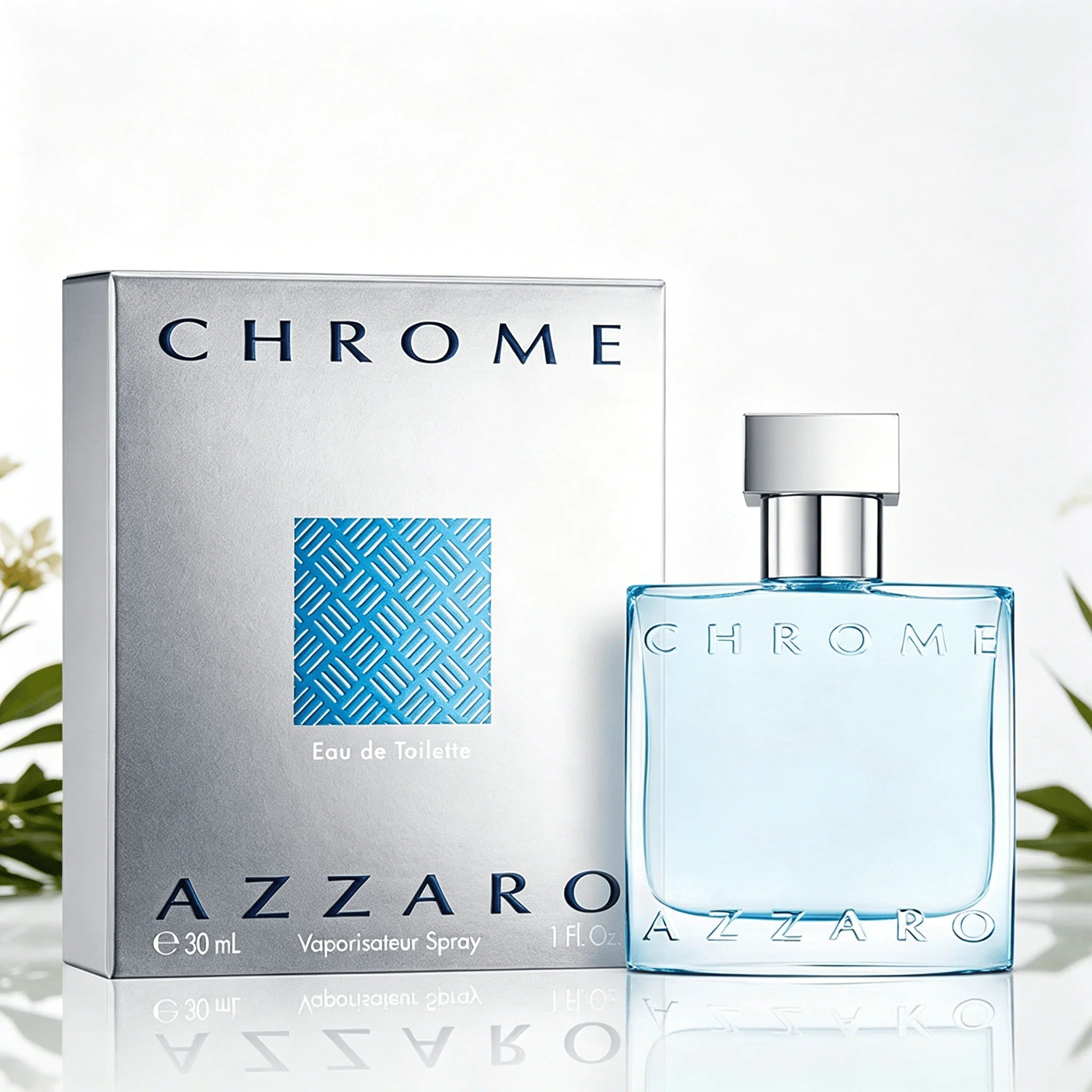 Azzaro Chrome Eau De Toilette For Men Lemon Bergamot Sea Salt Clean Aquatic Woody Aroma Long Lasting 30ml Light Blue Bottle Perfect Summer Holiday Father's Day Minimalist Men's Perfume Gift