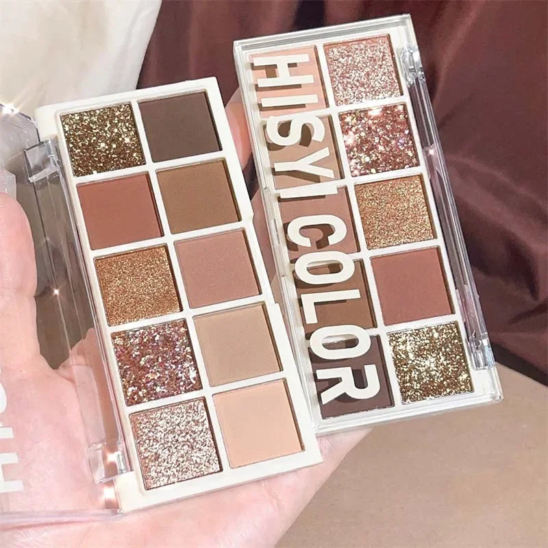 10 Colors Shimmer Matte Eyeshadow Palette Nude Glitter Shiny Pigment Eye Shadow Long Lasting Waterproof Make Up Palette Cosmetic