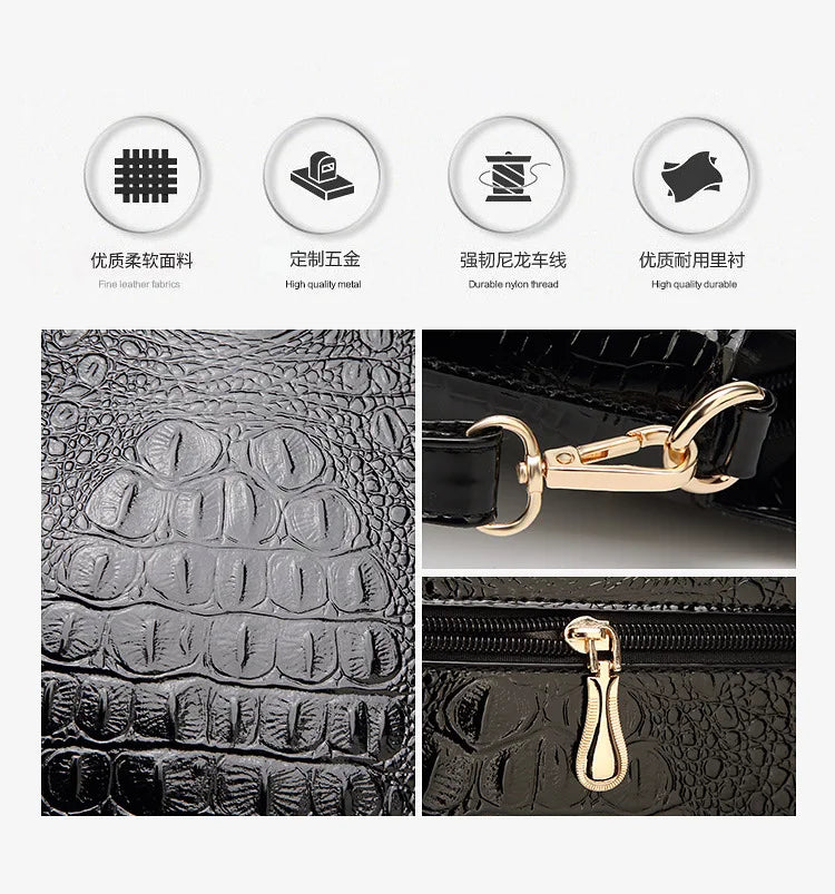 2025 New Patent Leather Women's Bag Striped Handbag Women's Crossbody Shoulder Bag Shell Bag Large Capacity Outdoor Travel