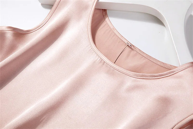 Elegant Fashion Satin Tank Tops Office Lady Blouse Shirts plus  Summer Slim Sleeveless Vest Women Simple O-neck Tops y2k clothes