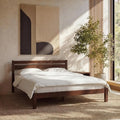 Wood Platform Bed Frame with Headboard, Noise Free Storage, No Box Spring, Easy Assembly, Walnut Queen, Customized