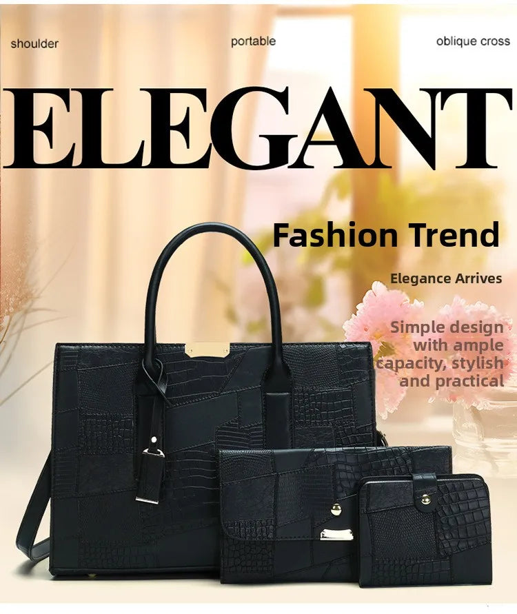 Trendy Lizard Pattern Mother-Daughter Handbag Summer 2025 Vintage Style Women's Tote Shoulder Bag Crossbody Bag Large Size