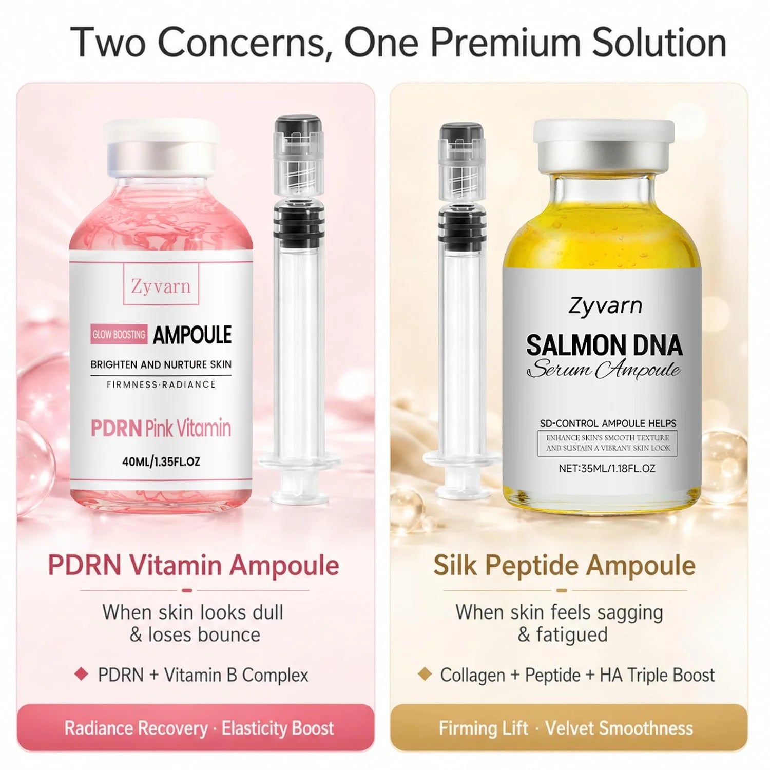Ampoule Serum Set – Stem Cell Anti-Aging & Salmon DNA Hydrating & Brightening Facial Essence Smooth Wrinkles & Enhance Firmness