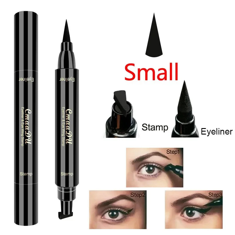 1pcs Big Double-headed seal eyeliner Waterproof and quick-drying black liquid eyeliner small lash glue pen Eye makeup cosmetic