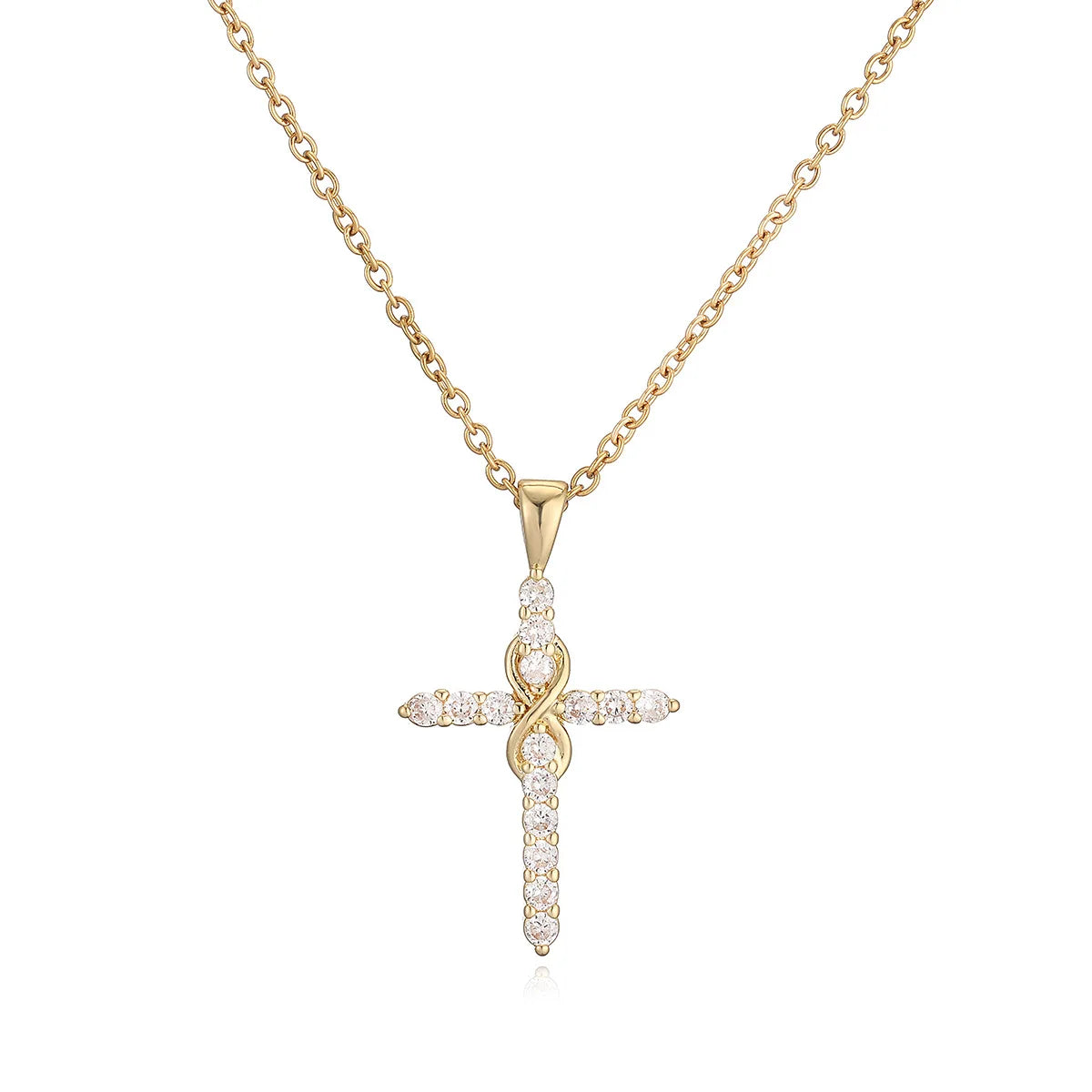 Newbuy Gold Color Jesus Cross Pendant Stainless Steel Chain Necklace For Women'S Men Classic Design Christain Jewelry