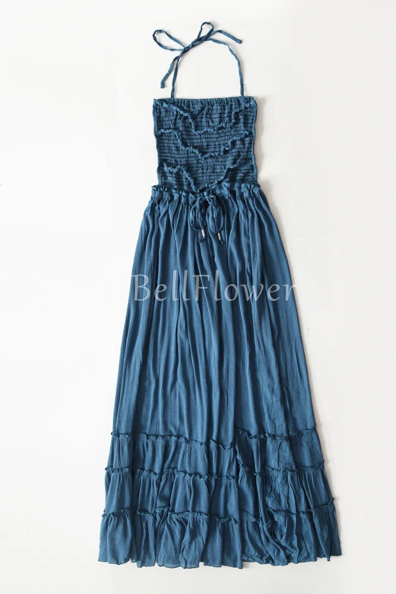 Beach Sexy Boho Maxi Dress Summer Women Backless VERGOODR Smock Holiday Lace Up Cotton Long Dresses Hippie Free Shipping