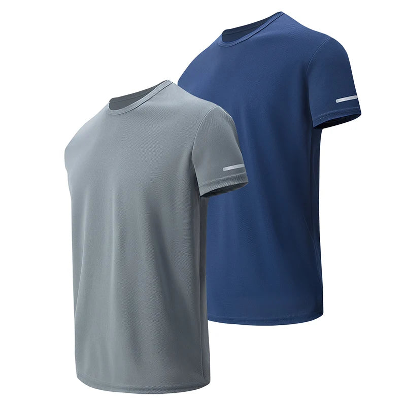 1/4 Pack Men's Solid Mesh Quick-drying Sports Short Sleeve Casual Joker Running Fitness Comfortable Plus-size Pullover T-shirt
