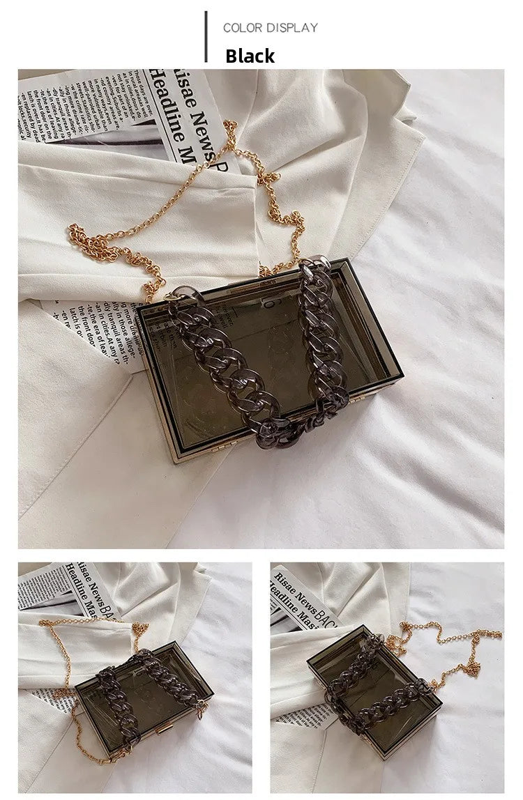 Fashionable Acrylic Handbag Women's Hot Sale Of The Season New Chain Box Bag Transparent Handbag Cross-Border Style Small Siz...
