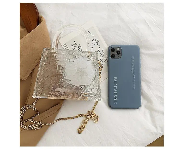 Fashion Transparent Acrylic Box Women Handbags Designer Clear Pvc Shoulder Crossbody Bags Luxury Evening Clutch Small Purse