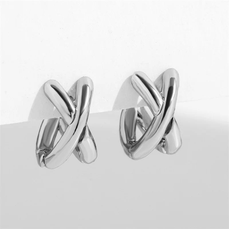 Vintage Cc Design Stud Earrings For Women'S Korean Fashion X Cross Zircon Earring Engagement Jewelry Gifts