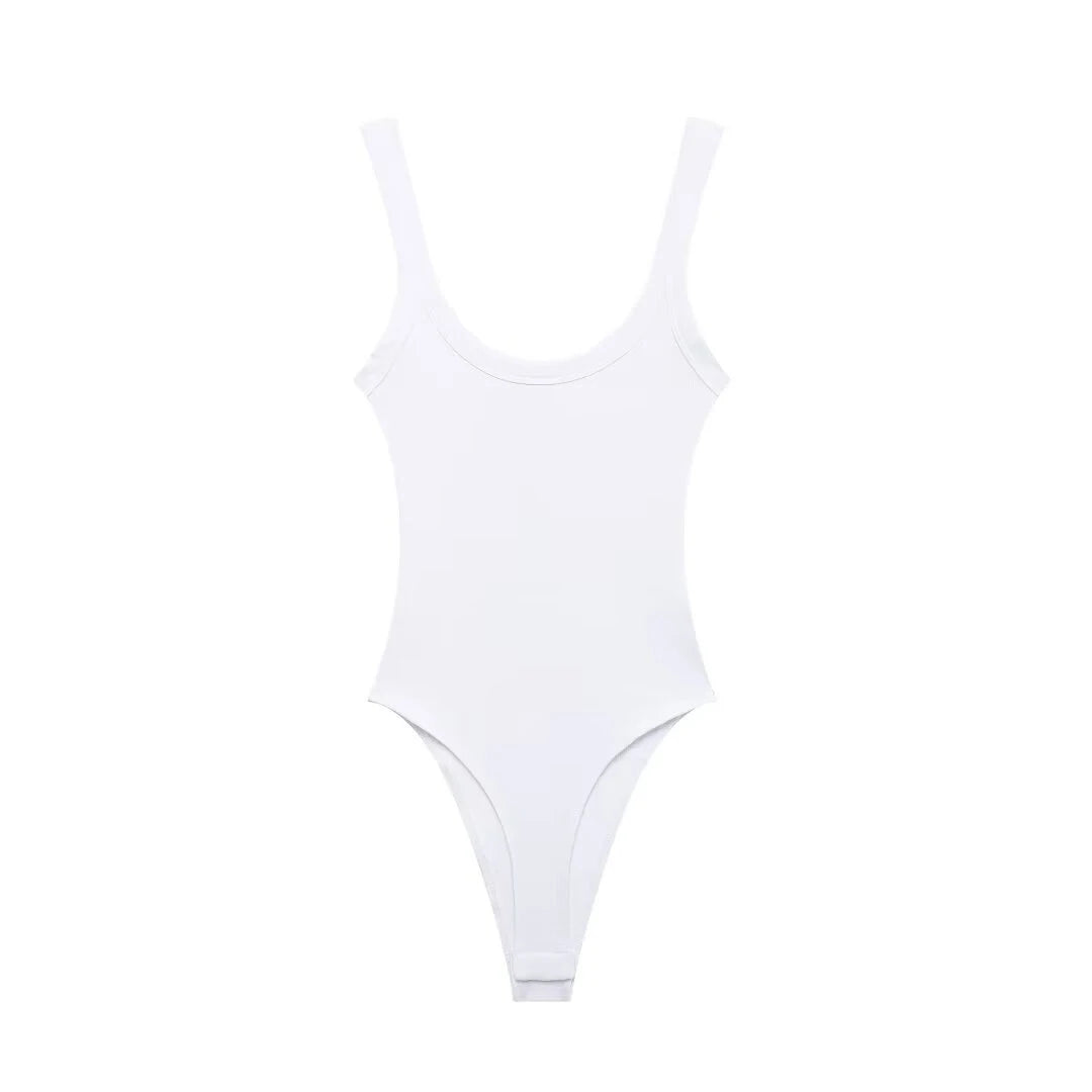 Skinny Ribbed Bodysuits for Women, O Neck, Straps, Snap-Button, Female Playsuits, Sexy Fashion