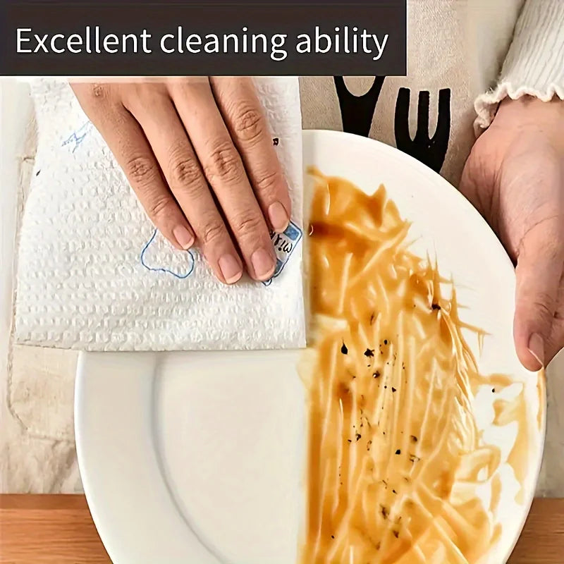 Washable Reusable Kitchen Paper Roll, Thick Pearl Embossed Non-Woven Cleaning Cloths, Oil Absorbent Dish Wipes for Kitchen Home