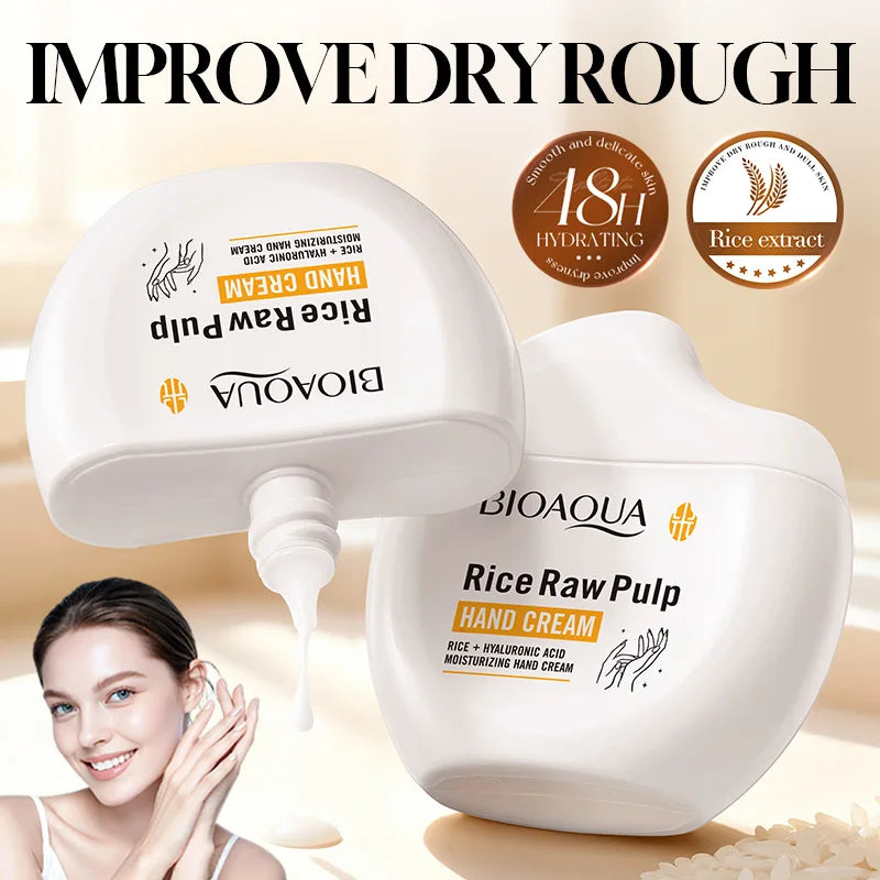 Travel Size Rice Extract Serum Hand Cream 60g - Deep Moisturizing Hand Cream for Dry Rough Hands, Hydrating & Smoothing Care