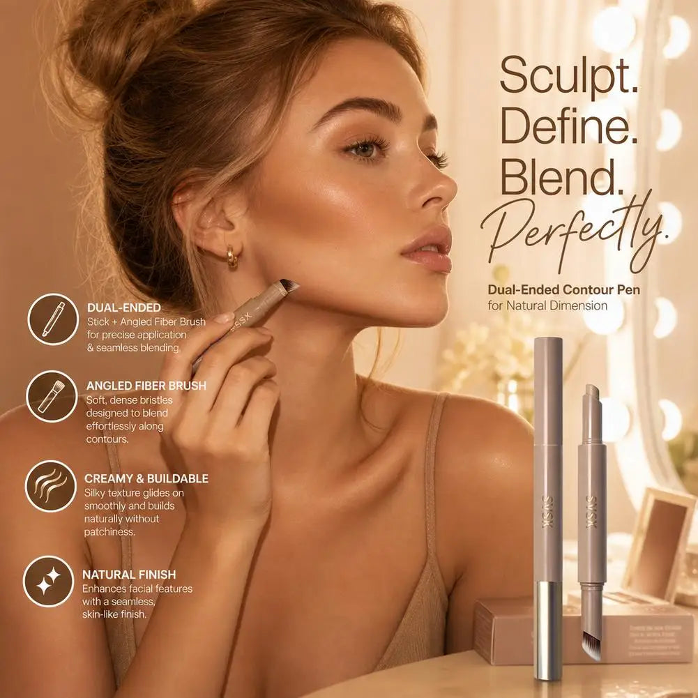 3D Contouring Pen Matte Bronzer Stick Nose Shadow Contour Pen With Brush  Long Lasting Waterproof Cream-Textured Nose Shadow Pen