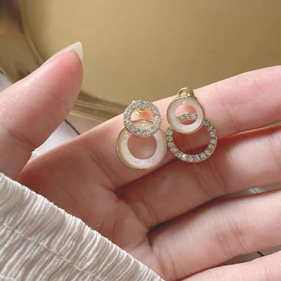 Vintage Cc Design Stud Earrings For Women'S Korean Fashion X Cross Zircon Earring Engagement Jewelry Gifts