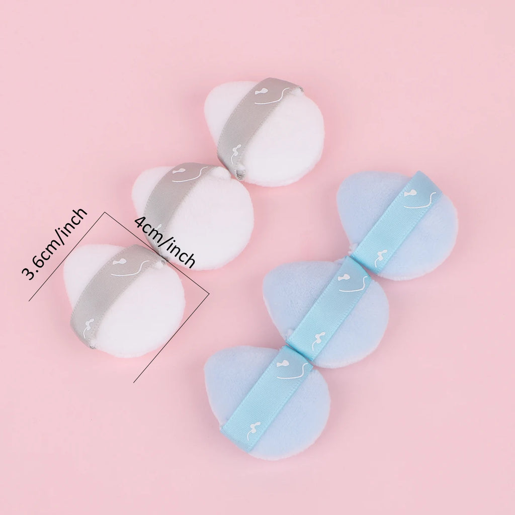 6 mini two-color powder puff suits with boxes, mini makeup samples, flocking powder puff soft jump, used for facial makeup.
