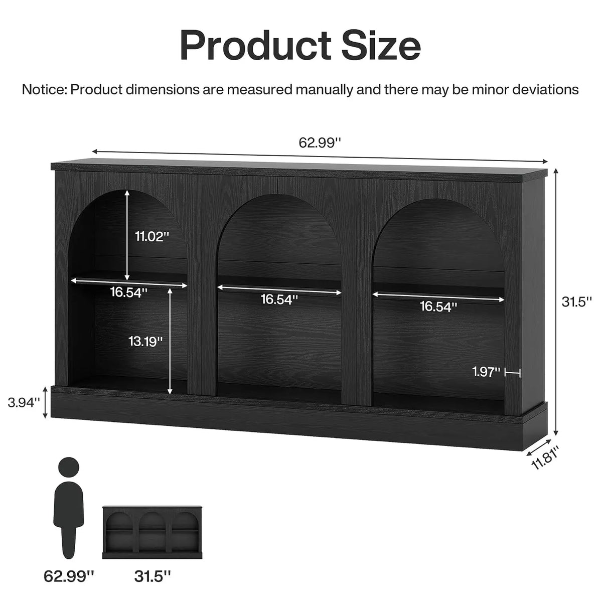 Wooden Console Table With 3-Tier Storage Shelf, 63" Long Modern Farmhouse Sofa Table For Hallway Living Room Bedroom, Customized