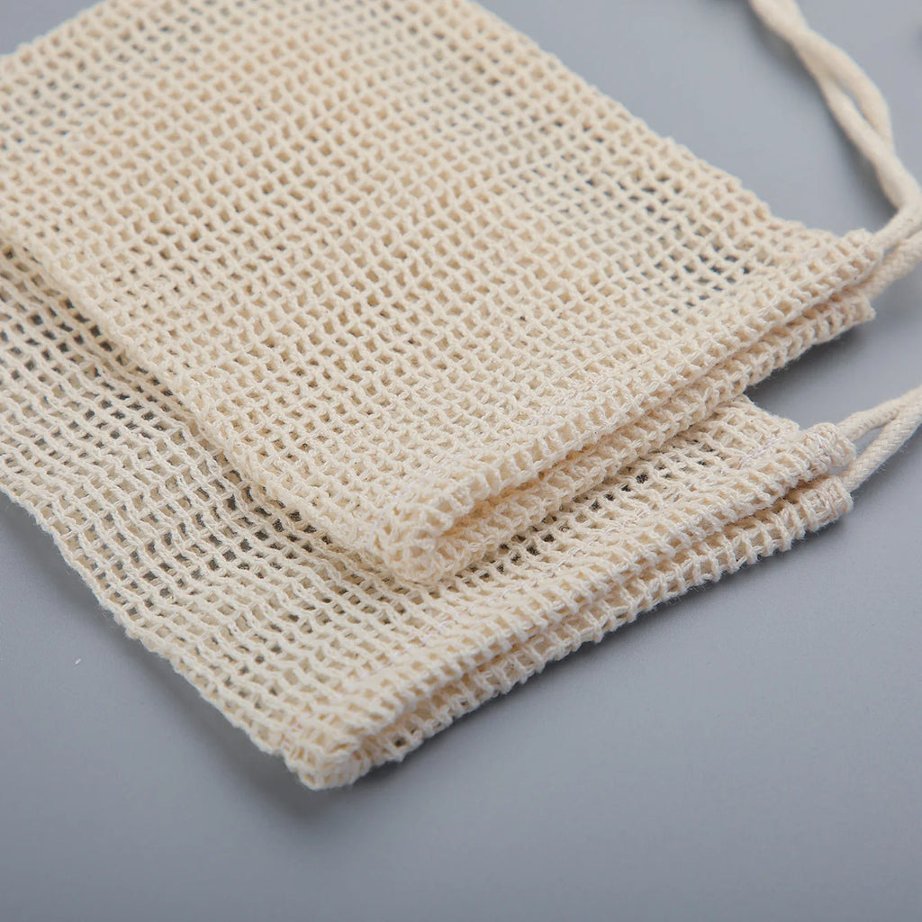 Natural Cotton Soap Saver Bag – 3-Pack Eco-Friendly Mesh Pouch for Lathering & Body Cleansing