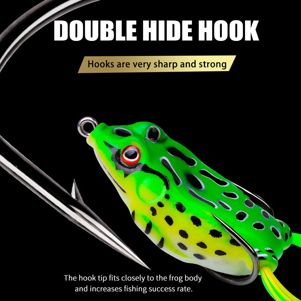 2PCS Soft Silicone Frog Baits, 5G, 8.5G, 13G Plastic Freshwater Fish Baits with Fishhooks, Top Water Rays, Artificial 3D Eyes