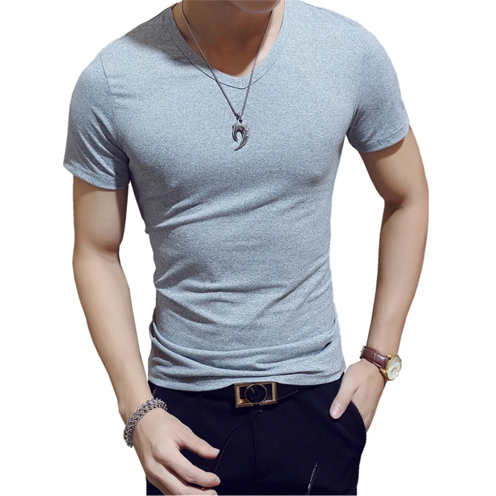 Mens Slim Fit T Shirt Short Sleeve 7 Color Streetwear Gym Tee For Men Breathable Moisture Wicking