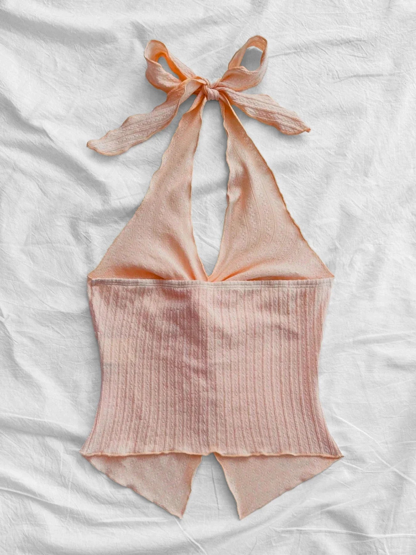Sexy V-neck Halter Neck Crop Top for Women Summer Sleeveless Solid Split Backless Top Y2K Clothes