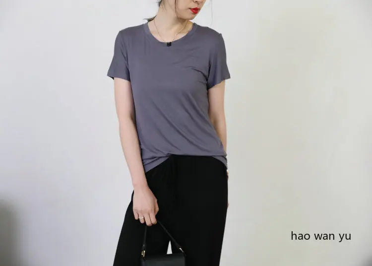 Women's Modal Pajama Set - Wide Leg Pants Casual Lounge Wear