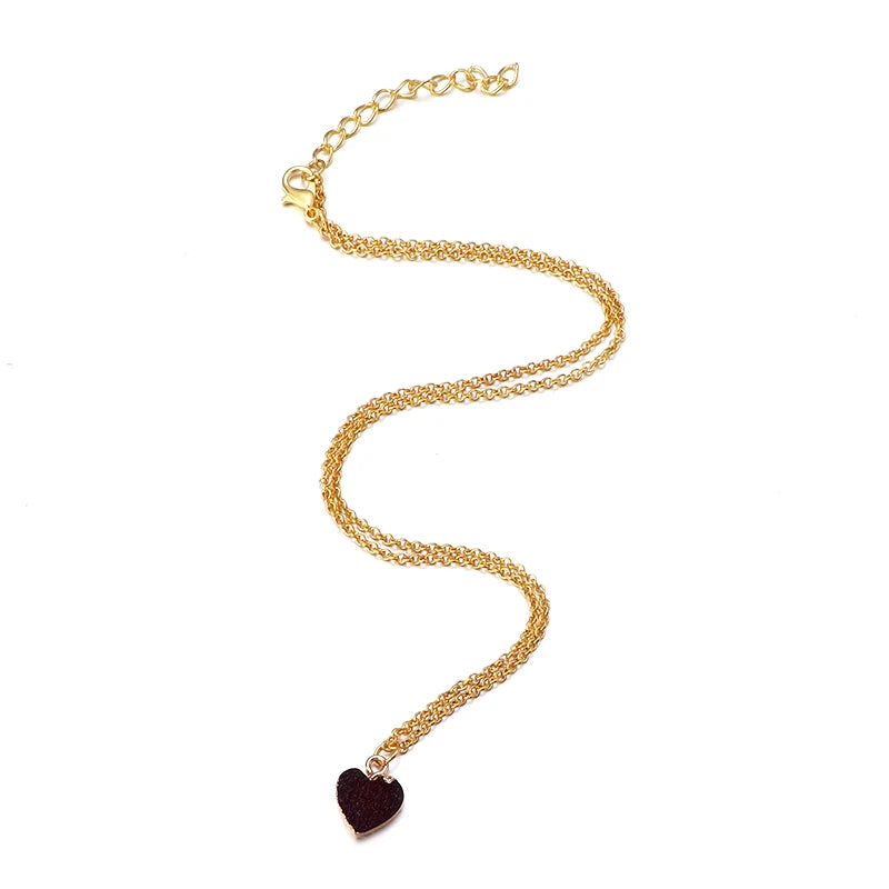 Romantic Peach Heart Necklace Resin Pendant On Stainless Steel Chain For Her Colorful Love Gift