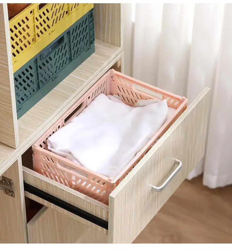 Foldable Storage Basket Wardrobe Organizer Box Kitchen Bathroom Accessories Gadgets For Clothes Toy Spices Condiments Vegetables