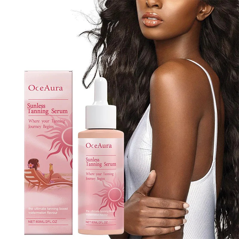 Self Tanning Drops Natural Herbal Enhance Skin Melanin Liquid Bronzer Tanner Body Face Prevent Sunburn Sunless Tanning Products
