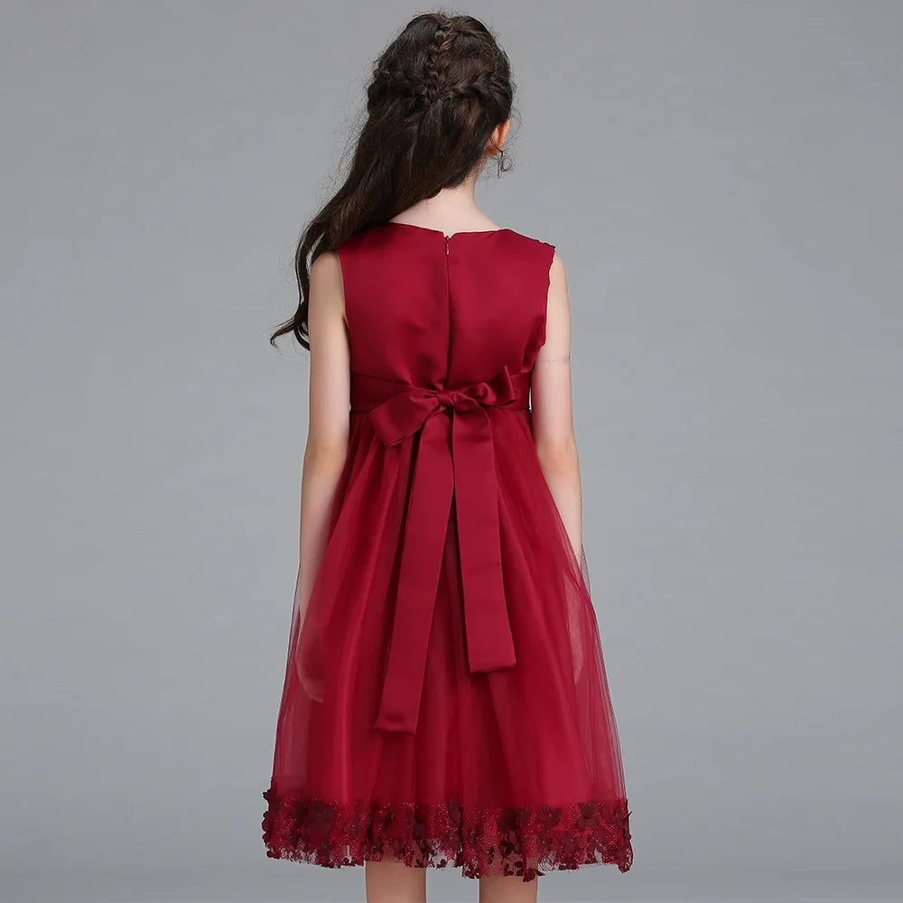 Elegant Flower Girls Princess Dresses Tulle Wedding Christmas Party Birthday Prom Dress for Kids Teens Children Clothing Vestido
