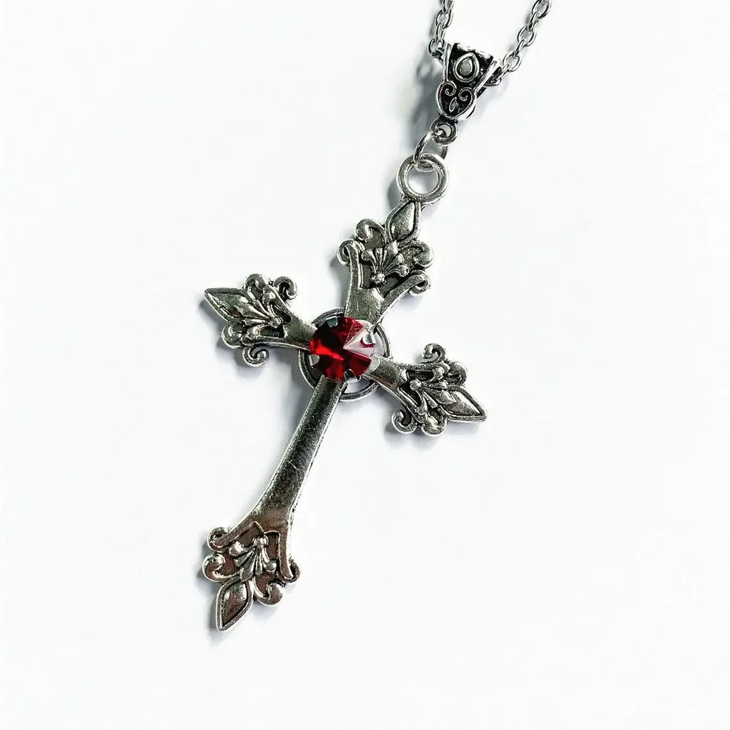 Punk Crystal Cross Pendant Necklace Women'S'S Gothic Clavicle Necklace Necklace Aesthetic Jewelry Bijoux Gifts