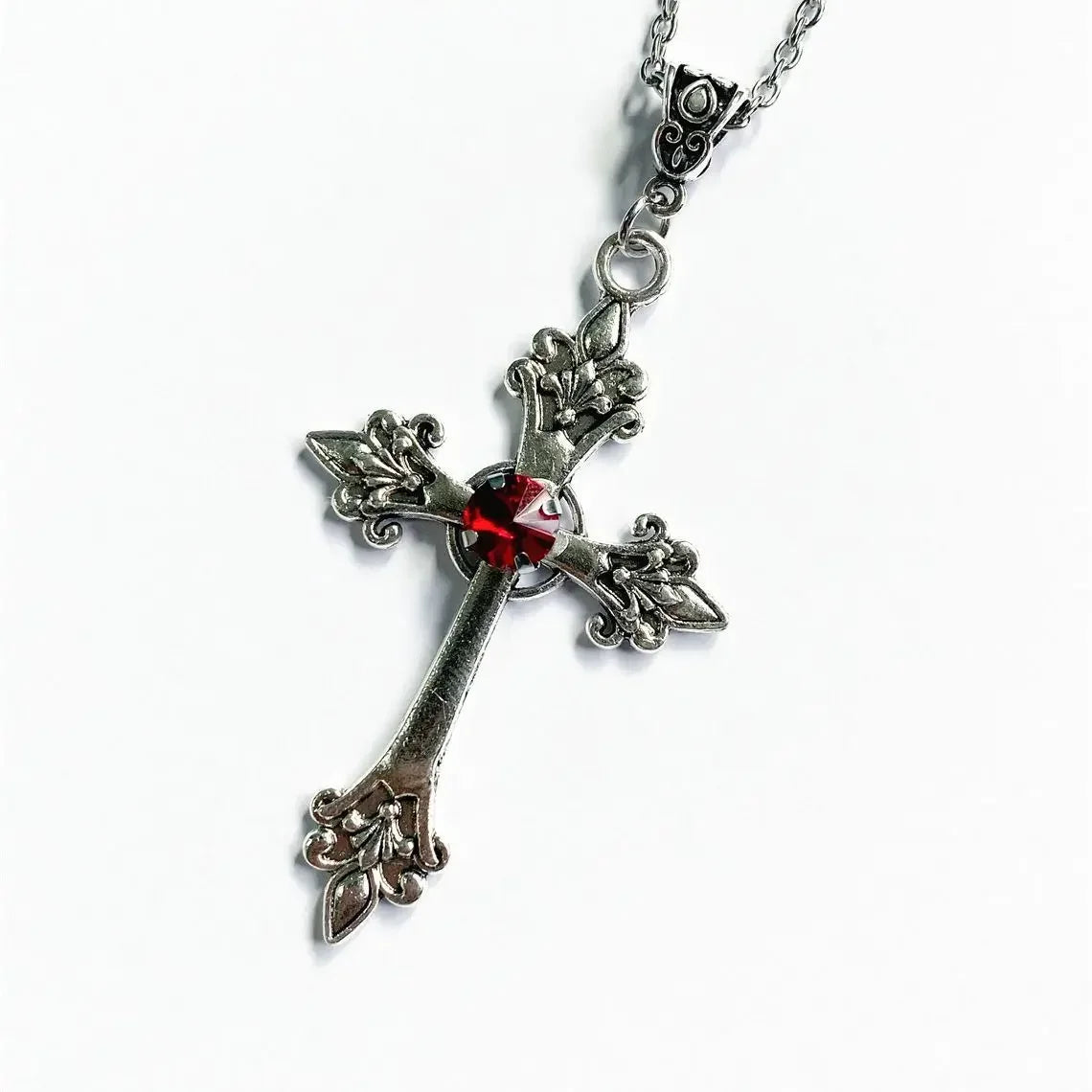 Punk Crystal Cross Pendant Necklace Women'S'S Gothic Clavicle Necklace Necklace Aesthetic Jewelry Bijoux Gifts