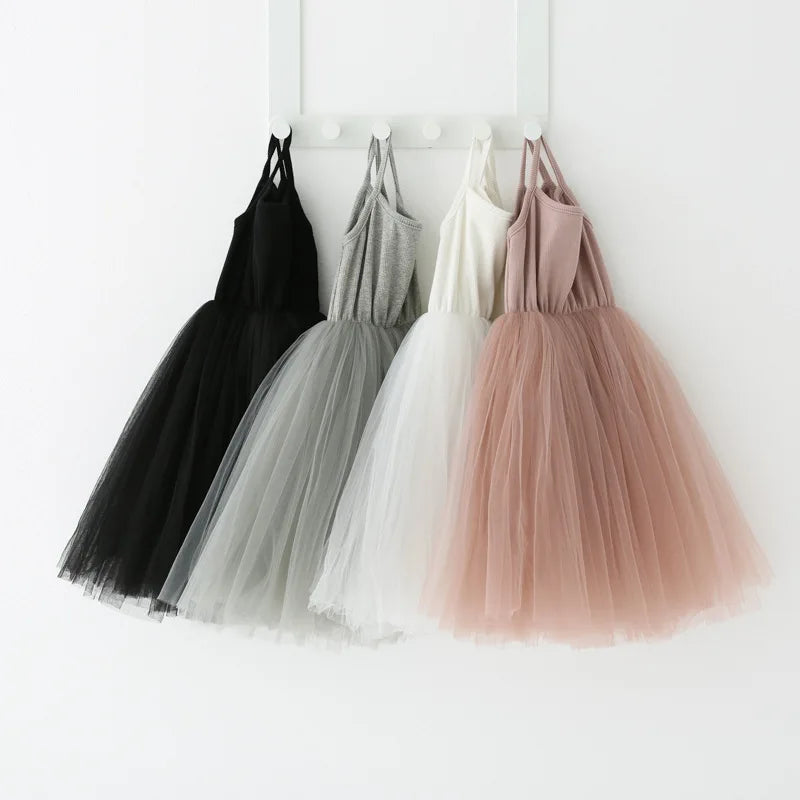 Girls Ribbed Tulle Dress - Sleeveless Princess Gown with Layered Skirt for Toddlers Party Dress for Kids Girl Girls Clothes