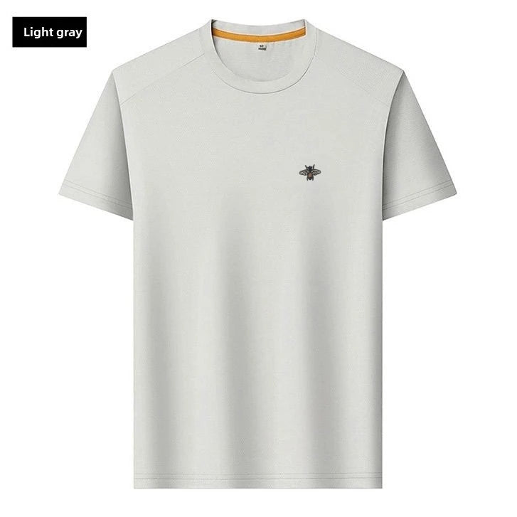 New Luxury Brand Men's T-shirt O-Neck Cartoon Bee Embroid Short-sleeve Breathable Seamless Half-sleeve Summer Fashion Menswear