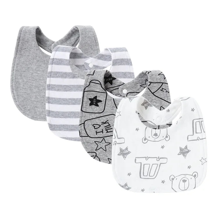 4Pcs Baby Bibs Burp Clothes Cartoon Newborn Saliva Towels for Girls Boys Cotton Kids Apron Infant Accessories Toddler Bibs Set
