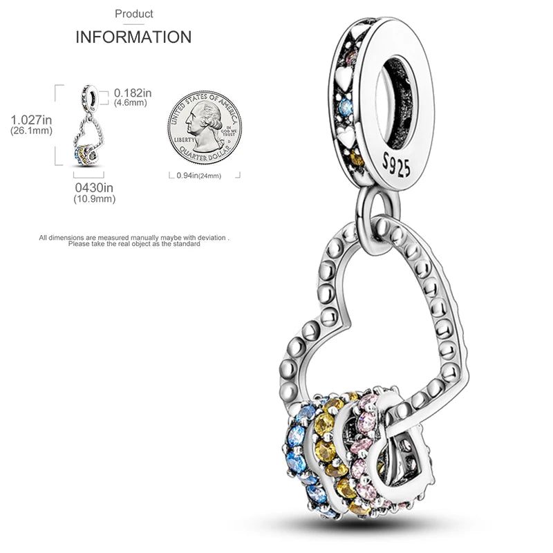 925 Sterling Silver Heart Infinity Charm Bead For Pandora Style Bracelets Gift For Her