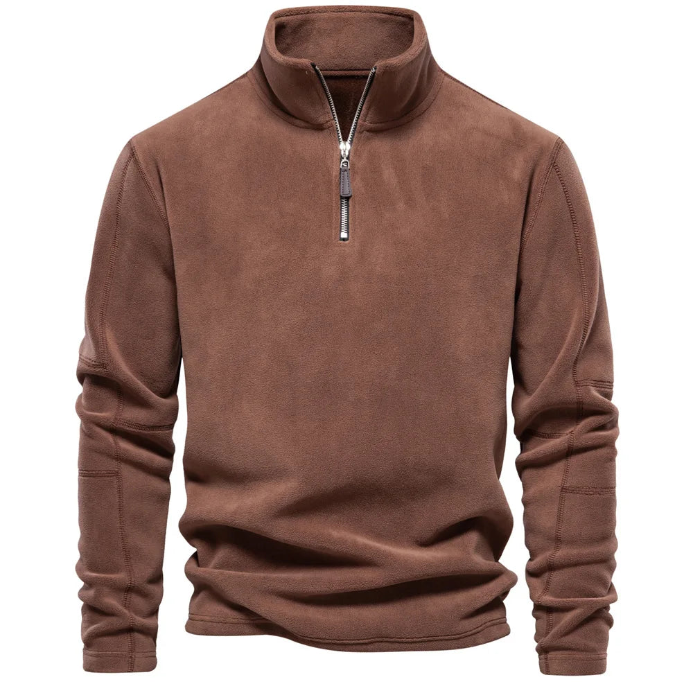 Men's Half-Zip Fleece Pullover - Long Sleeve Business Casual Shirt