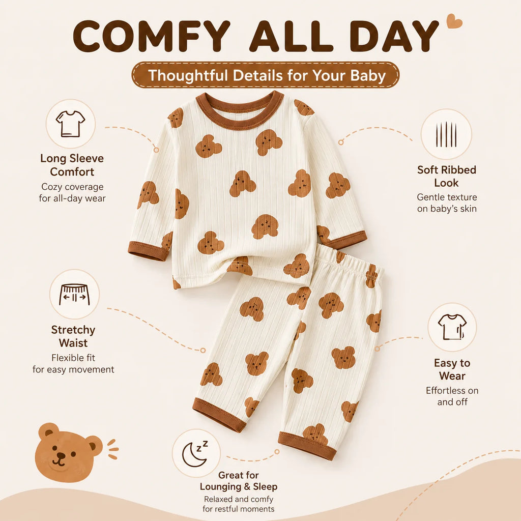 Baby Boy pajamas Children Loungewear Long Sleeve Pajamas Cute Deisgn Lightweight and Comfortable Fabric Sleepwear Outfit