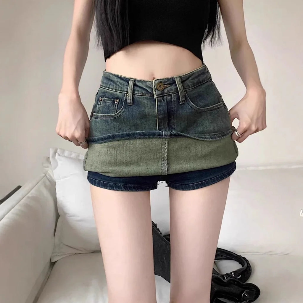 High Waist Denim Mini Skirt Women's Summer 2025 New Style Slimming Sexy Girl Trend Prevent Exposure Wrap around Skirt