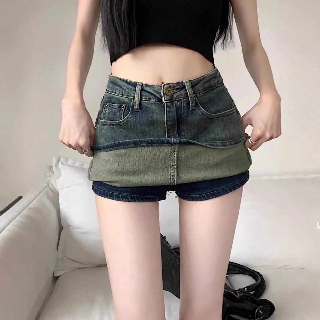 High Waist Denim Mini Skirt Women's Summer 2025 New Style Slimming Sexy Girl Trend Prevent Exposure Wrap around Skirt