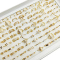 30Pc/Lot Gold Color Finger Rings For Girls New Love Snake Animal Butterfly Cutout Star Pearl Thin Joint Ring Jewelry Women'S