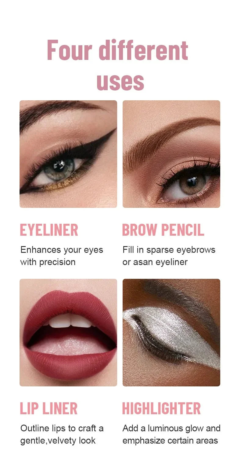 4-in-1 Makeup Pen Eyebrow Pencil, Eyeliner, Lip Liner, Highlighter Eyeshadow Pen Multi-functional 4-color Set Counter Makeup Pen