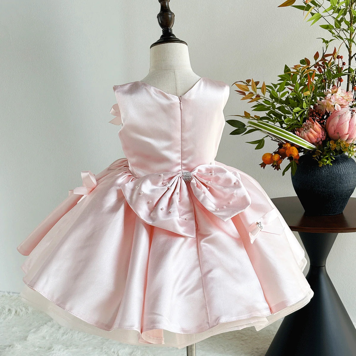 Dreamy Vow D255 Elegant Girls Party Dress Pink Satin Bowknot Gown Kids Wedding Birthday Princess Dress Children Flower Girl