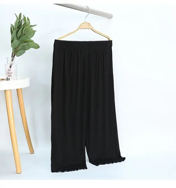 Modal Wide Leg Casual Pants - High Waist Lounge Trousers